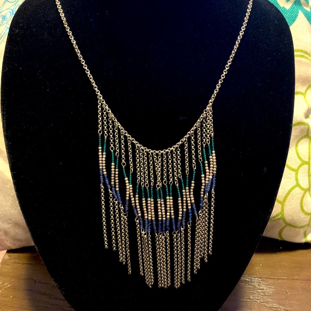 AEO Beaded Fringe Boho Necklace